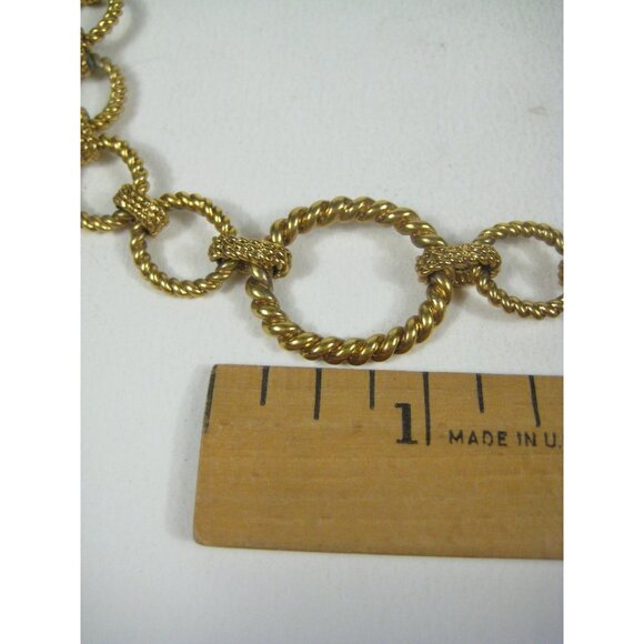 Vintage Ralph Lauren Lauren Gold Tone Twisted Oval Link Chain Necklace Texture - Picture 3 of 9
